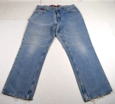 Vintage Jeans Tommy Hilfiger W36 L29 90s Blue Faded Wide Leg Made USA JNCO Style - Image 1 of 4