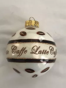 Caffe Latte white coffee Round ornament ball Xmas holiday tree - Picture 1 of 4