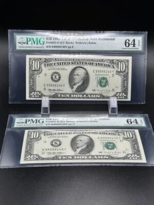 1995 $10 DOLLARS- 2 MATCHING SERIAL Numbers Very Nice Piece For Your Collection - Picture 1 of 6