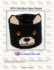Little Black Bear Basket-Plastic Canvas Pattern or Kit - Picture 1 of 1