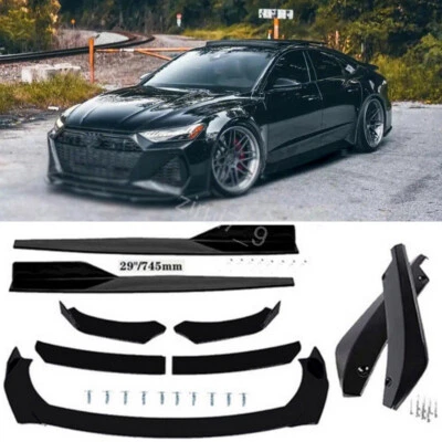 Front & Rear Bumper Lip Spoiler Splitter Body Kit & Side Skirt For Audi RS7 Foto 1 de 4