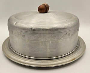 Vtg West Bend Aluminum Cake Server Cake Plate w/Cover Acorn Design - Picture 1 of 20