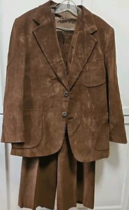 Richman Brothers International Collection Brown Corduroy 3 Piece Suit 36R - Picture 1 of 14