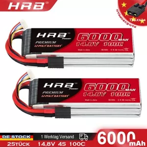 2 unidades HRB 14,8V 6000mAh 4S 100C Traxxas Lipo batería para helicóptero RC Car Truck - Imagen 1 de 7