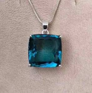 London Blue Topaz Pendant 925 Sterling Silver Pendant Gemstone Jewelry 79.80 ct - Picture 1 of 5