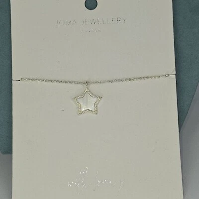 Pulseira Joma Jewellery folheada a prata pingente de estrela de madrepérola 7" de comprimento  - Imagem 1 de 4