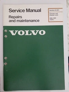 1982 OEM Volvo Service Manual Repairs and Maintenance Climate unit (Heater unit) - Bild 1 von 9