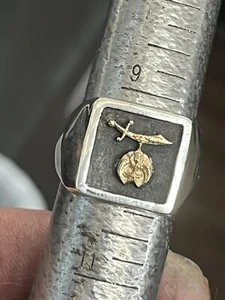 Shriners Masonic Mens Ring Two Tone 14K gold and Sterling Silver - Picture 1 of 12