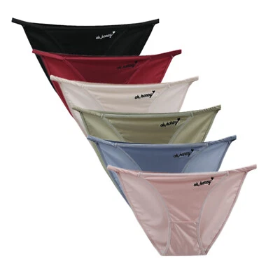 1/6 Pcs Lot Womens Sexy String Satin Bikini Panties Silky Briefs Underwear,S M L - Image 1 of 4