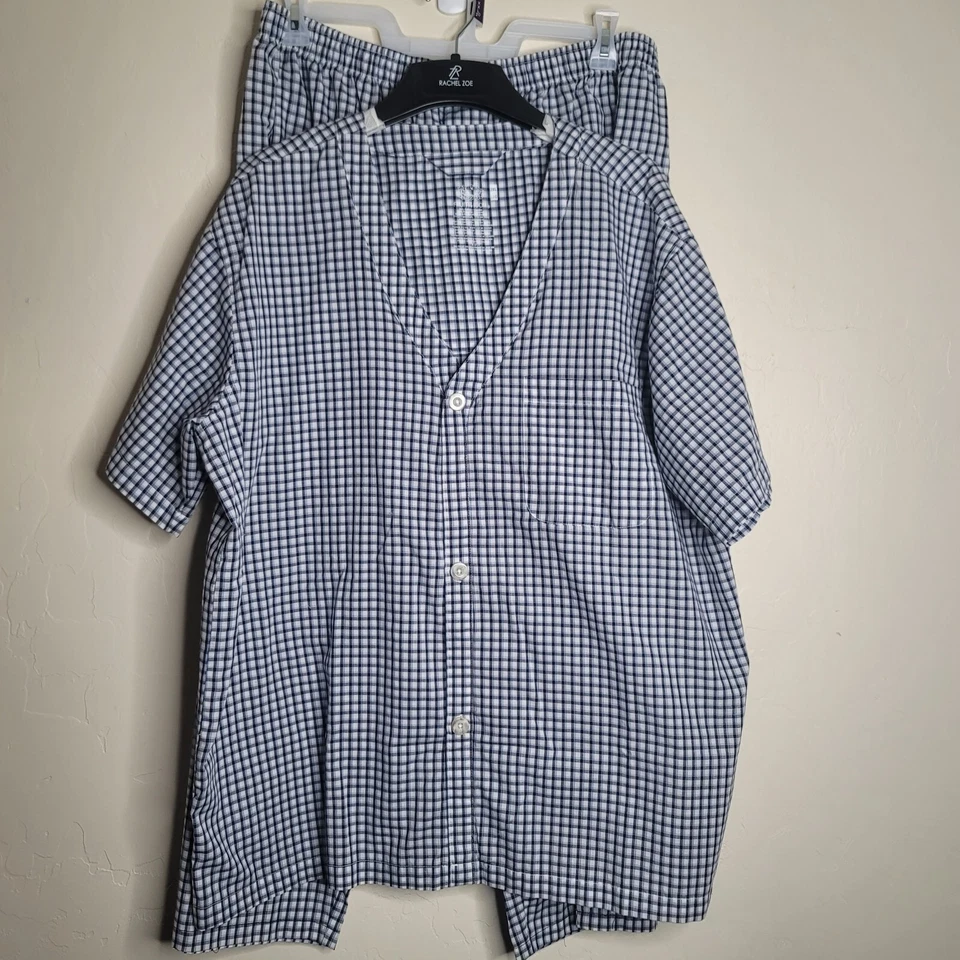 Conjunto de pijama xadrez azul masculino Fruit of the Loom 2XL algodão poliéster - Imagem 1 de 4