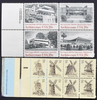 USA 1982 Architecture Block MNH, 1990 Windmills 15 Cent block of 8 150420 - Image 1 of 2