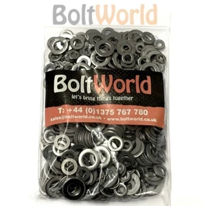 600, 'MIXED IN THE PACK' A2 STAINLESS STEEL FORM B FLAT WASHERS M3 M4 M5 M6 M8 - Picture 1 of 3