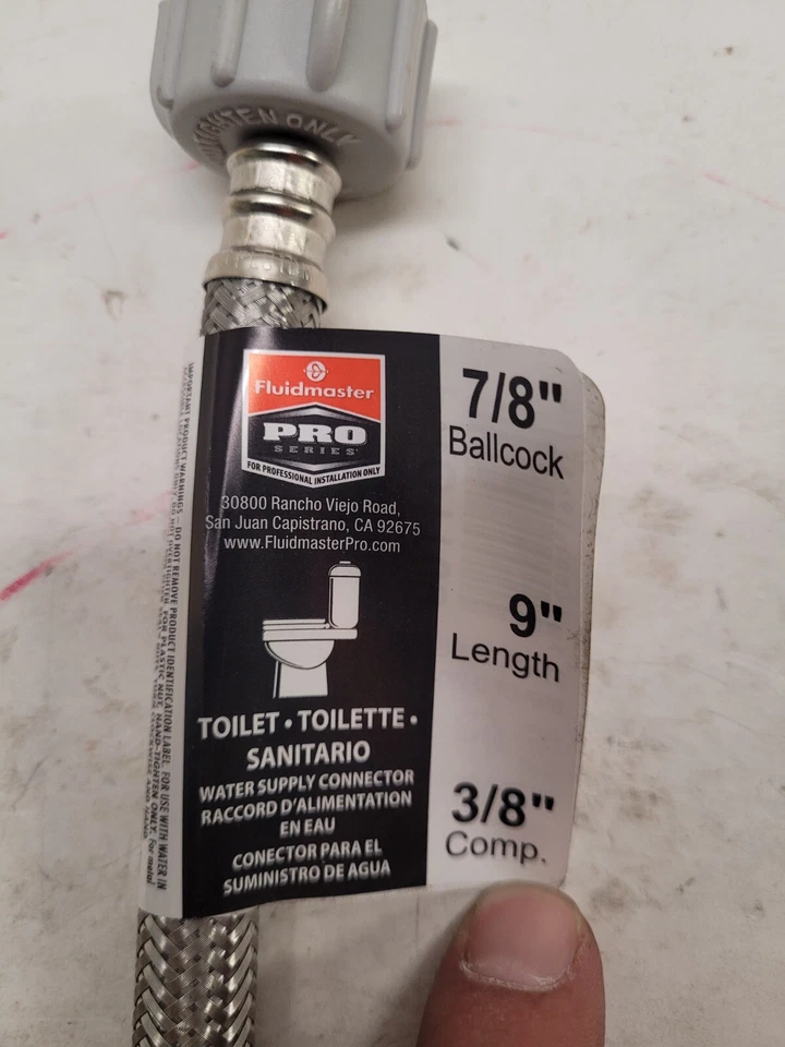 Fluidmaster PRO1T09 соединитель для унитаза из нержавеющей стали 9 дюймов x 3/8 дюйма x 7/8 дюйма (лот 3) - Изображение 1 из 4