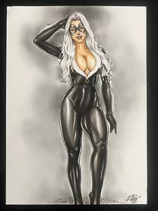 Black Cat (9"x12") Original Art By Aldir - Ed Benes Studio - Picture 1 of 1
