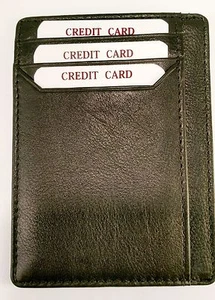 Premium quality Nappa BLACK leather front pocket mini wallet - RFID protected - Picture 1 of 5