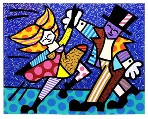" ELECTRIC " by ROMERO BRITTO - SERIGRAPH- SIGNED- NUMBERED - BLACK CUSTOM FRAME - Picture 1 of 3