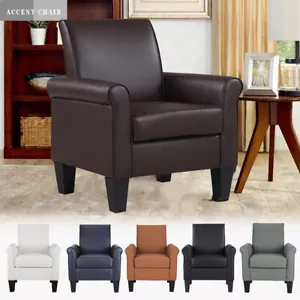 Modern Faux Leather Accent Single Sofa Upholstered Living Room Comfy Armchair US - Picture 1 of 84