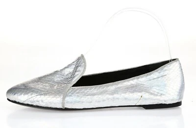 Mujer BRIAN ATWOOD Elegante Perla Plata Cuero Mocasines Zapatos Talla 5,5 Foto 1 de 4