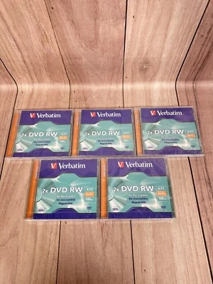 5x Brand New Sealed Verbatim DVD-RW 4.7GB 2x Speed 120 Min DVD CD Disks - Image 1 of 4