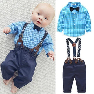 Bebé recién nacido niños Traje Mono Formal Pantalones Fiesta Set Moño Corbata Boda Trajes - Imagen 1 de 22