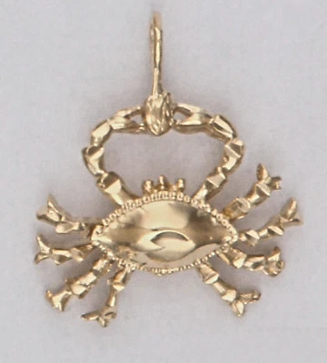 COLGANTE CANGREJO CÁNCER Signo Horóscopo Zodiaco Astrológico Chapado en Oro Amarillo 24k Foto 1 de 2