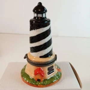 Lighthouse 4" Hinged Ceramic Trinket Box NIB NOS New Old Stock - Picture 1 of 10