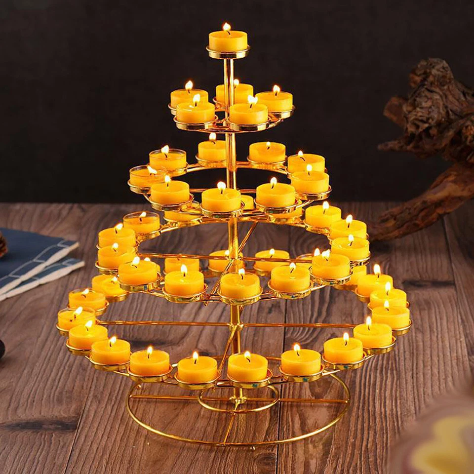 49 Cabezas Redondo Soporte de Lámpara Ghee Soporte de Lámpara Dorado Buda Suministros para Decoración Foto 1 de 4