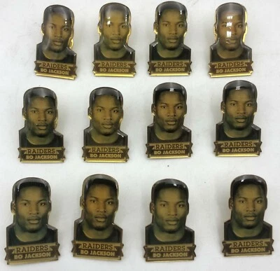 (12) Bo Jackson LA Raiders NFL Football 1990 Vintage Original Pin Pinback Lot - Image 1 of 3