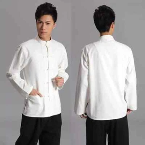 Hot!Traditional Chinese style Jackie Chan White Kung Fu Suit Tai Chi Shirt S-4XL - Picture 1 of 4