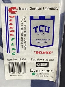 Evergreen College Flag TCU Texas Christian Horned Frogs 35" x 52" Deluxe - Picture 1 of 3