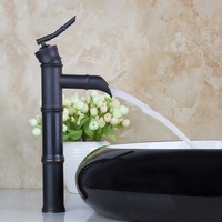 US Deck Mounted Bamboo Shape Basin Sink Faucet Bronze Black Bathroom Mixer Tap