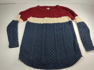 LL Bean Women's Signature Fisherman Tunic Sweater Striped Size L Flag Red White - Picture 1 of 9