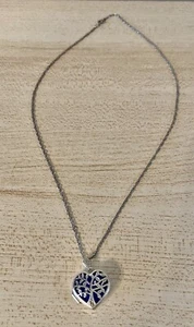 925 Sterling Silber Halskette mit herzförmigem Medaillon und blauen Akzenten 17 cm - Bild 1 von 9
