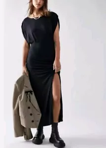 Free People Women's Lakeside Solid Sleeveless Boho Slit Front Midi Dress Size M - Picture 1 of 12