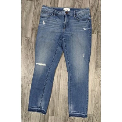 Pantalones de mezclilla recortados ajustados desgastados dobladillo flecos talla 28 Lou & Grey para mujer Foto 1 de 4