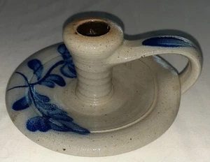 Rowe Salt Glazed Pottery Finger Loop Candlestick 6" Base 2 1/2" Tall - Picture 1 of 3