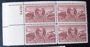 US 3¢ Stamp Scott #993 Honoring Railroad Engineers MNH 1950 plate block - Picture 1 of 1