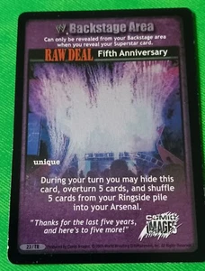 WWE Raw Deal Fifth 5th Anniversary Backstage prize Card Free Shipping - Picture 1 of 1