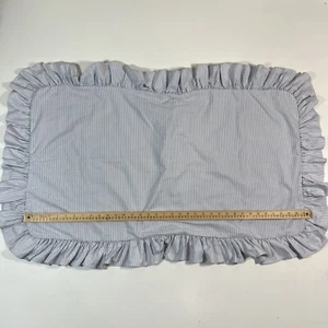 Ralph Lauren KING Blue Chambray Shams White Ruffles Oxford USA Cotton Striped - Picture 1 of 3