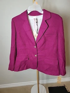 NWT Cremieux Wool Blend Blazer Raspberry Color Women's Size 10 - Picture 1 of 18