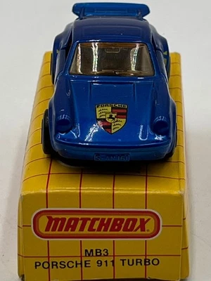 Matchbox Superfast MB3 保时捷 911 Turbo 1978 澳门蓝色压铸汽车全新带盒 — 第 1/4 张图片