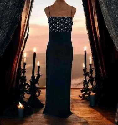 Vintage Roberta Y2K 90s Dress Maxi Velvet Glitter Floral Witchy Whimsigoth Glam  - Image 1 of 4