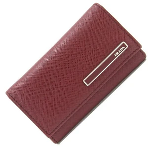 Prada 6 key case 1PG222 Bordeaux leather used key key logo ladies PRADA - Picture 1 of 3