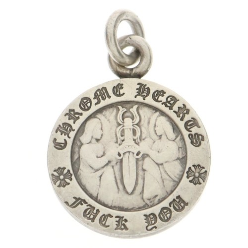 CHROME HEARTS Ciondolo medaglia angelo CUORI CROMATI CHRM ANGL MDL V1 top argento BCA229