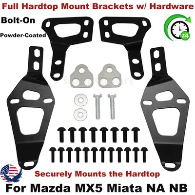 For 1990-2005 Mazda MX5 Miata NA NB Full Hardtop Mount Bracket Kit Powder-Coated Foto 1 de 4