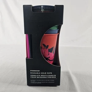 Starbucks 5 Pack Reusable Cold Venti Cups w/ Lids And Straws Holiday 2021 READ⬇ - Picture 1 of 6
