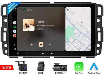 OBD+CAM+DVR+Para GMC Yukon Chevy Silverado Android 14 8" Radio estéreo para automóvil GPS DSP Foto 1 de 4