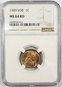 1909 VDB Lincoln Wheat Cent 1c NGC MS 64 RD - Bild 1 von 2