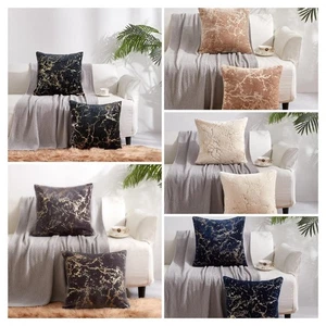 Set of Marble Gold Foil Velvet Cushions Sofa Throw Pillows Luxury Home Decor - Picture 1 of 13