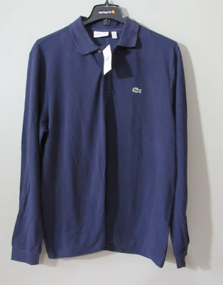 CAMISA POLO MASCULINA LACOSTE MANGA LONGA AJUSTE CLÁSSICO AZUL MARINHO 7 XXL NOVA COM ETIQUETAS **LEIA** - Imagem 1 de 4